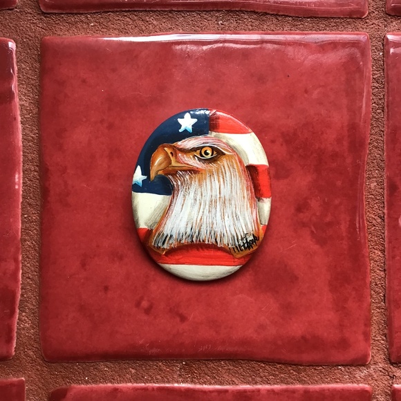 American Bald Eagle Flag Patriotic Signed Pin Brooch USA Large - Picture 5 of 11